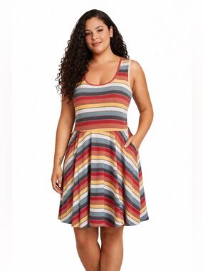 Effies Women's Heart Dress Multicolor Fit And Flare Dress Sleeveless XL
